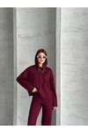 Bordo Modal Kumaş Kapüşonlu Eşofman Takım