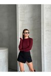 Bordo Modal Kumaş Taşlı Body