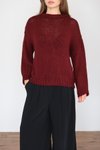 Bordo Oversize Örme Kazak