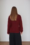 Bordo Oversize Örme Kazak