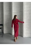 Bordo Pamuklu Bisiklet Yaka Etekli İkili Takım