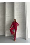 Bordo Pamuklu Kapüşonlu İkili Takım