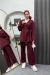 Bordo Parla İkili Tesettür Takım