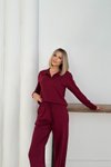 Bordo Polo Yaka Modal Kumaş Basic İkili Takım