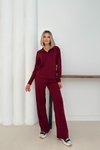 Bordo Polo Yaka Modal Kumaş Basic İkili Takım