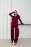 Bordo Polo Yaka Modal Kumaş Basic İkili Takım