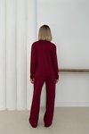 Bordo Polo Yaka Modal Kumaş Basic İkili Takım