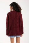 Bordo Selanik Örgü Oversize Triko Uzun Kazak