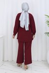 Bordo Taş Detaylı İkili Tesettür Takım