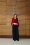Bordo Tokalı Premium Crop Bluz