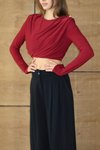 Bordo Tokalı Premium Crop Bluz