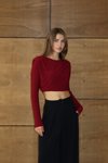 Bordo Tokalı Premium Crop Bluz