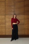 Bordo Tokalı Premium Crop Bluz