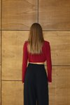 Bordo Tokalı Premium Crop Bluz