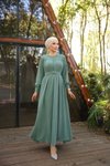 Çağla Yoked Buckled Modest Dress