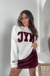 Ekru Bordo Nyc Kürklü Sweat Etek İkili Takım