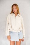 Ekru Oversize Kemerli Bomber Ceket