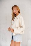 Ekru Oversize Kemerli Bomber Ceket