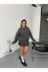 Füme Balon Kol Triko Oversize Kazak