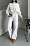 Gri Kadın Oversize Sweat Pantolon Eşofman Takımı