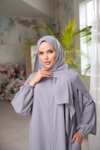 Gri Medine İpeği Şallı Namaz Elbise