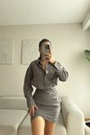 Gri Mini Double Gömlek Elbise