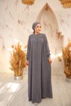 Grey Yoked Buckled Modest Dress