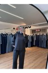 Gümüş Pamuklu Kumaş Relaxed Kesim Pantolon Sweatshirt İkili Tesettür Takım