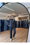 Gümüş Pamuklu Kumaş Relaxed Kesim Pantolon Sweatshirt İkili Tesettür Takım