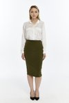 تنورة ميدي كاكي موسمية بتفصيل شق
