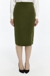 Haki Midi Mevsimlik Yırtmaç Detaylı Etek