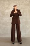 Kahve Blazer Yandan Bağlamalı Şık Ve Rahat Ceket