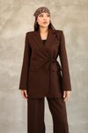 Kahve Blazer Yandan Bağlamalı Şık Ve Rahat Ceket