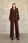 Kahve Blazer Yandan Bağlamalı Şık Ve Rahat Ceket