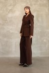 Kahve Blazer Yandan Bağlamalı Şık Ve Rahat Ceket