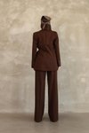 Kahve Blazer Yandan Bağlamalı Şık Ve Rahat Ceket