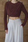 Kahve Tokalı Premium Crop Bluz