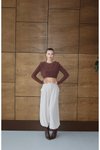 Kahve Tokalı Premium Crop Bluz