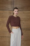 Kahve Tokalı Premium Crop Bluz