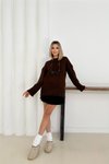 Kahverengi Oversize Basic Kazak
