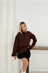 Kahverengi Oversize Basic Kazak