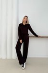 Kahverengi Polo Yaka Modal Kumaş Basic İkili Takım