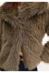 Kahverengi Şal Yaka Suni Kürk Mont
