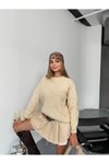 Krem Balon Kol Triko Oversize Kazak