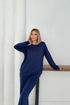 Lacivert Bisiklet Yaka Modal Kumaş Basic İkili Takım