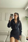Lacivert Mini Double Gömlek Elbise