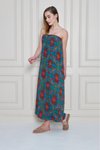 Lacivert Uzun Straplez Astarlı Şifon Yazlık Elbise