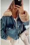 Mavi Denim İçi Full Kürklü Mont