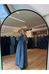 Mavi Önden Kurdale Bağlamalı Denim Kumaş Tesettür Elbise