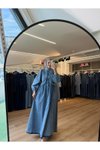 Mavi Önden Kurdale Bağlamalı Denim Kumaş Tesettür Elbise